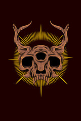 Deer monster skull vector illustration