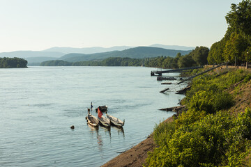 Danube riverside in Vac,Hungary.Summer season.