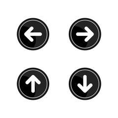 Arrow control button icon set. Menu navigation pointer symbol. Next indicator sign. Simple flat shape direction logo. Isolated on white background. Vector illustration image.