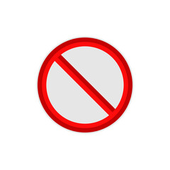No sign isolated. Red no symbol. Circle red warning icon. Template for button or web applications. simple icon illustration