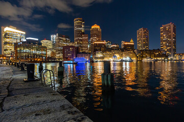 Boston Skyline At Night Summer 2022