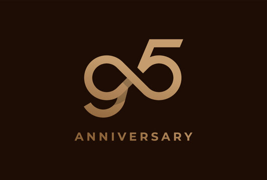 Number 95 Logo, Number 95 with infinity icon combination, can be used for birthday and business logo templates, flat design logo, vector illustration