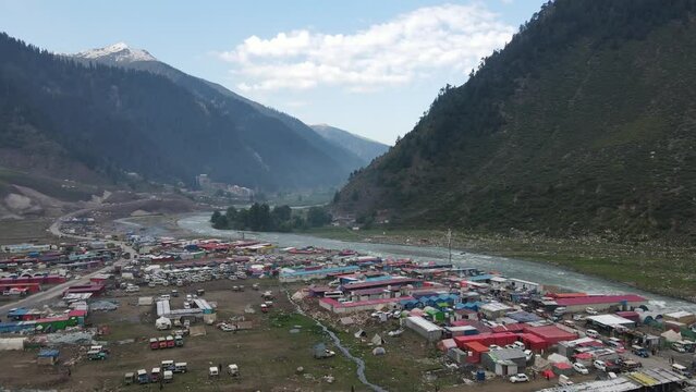 Aerial View of Naran valley and Kunhar River in Pakistan