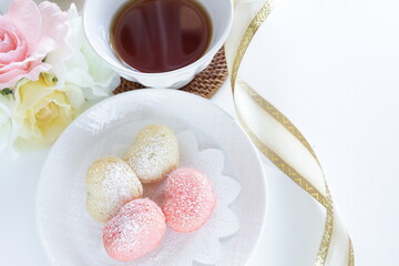 French confectionery, heart shaped Macaroon for holiday food image