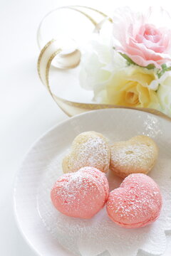 French confectionery, heart shaped Macaroon for holiday food image