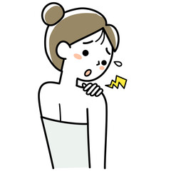 肩こりに悩む若い女性の上半身
