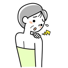 肩こりに悩むシニア女性の上半身