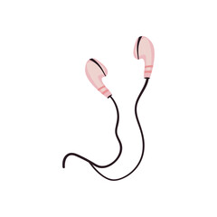 flat pink earphones