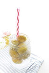 Japanese plum wine soda in jar bottle for cocktail drink image