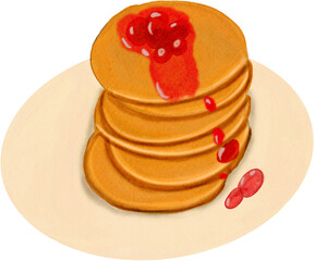 Hand drawn watercolor pancake illustration isolated on white background