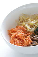 Korean food, assorted marinated vegetable in white bowl