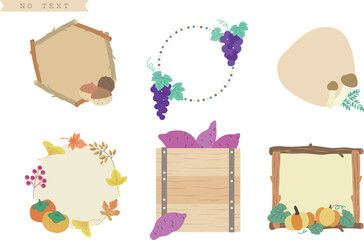 秋の味覚フレームイラストセット 文字なし ベクター