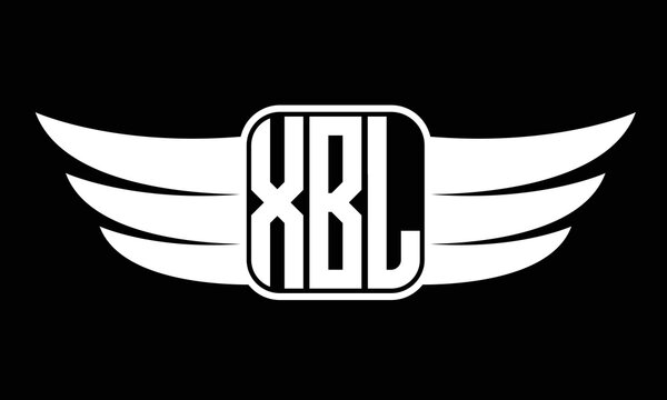 XBL three-letter Wing logo design. flying Vector template