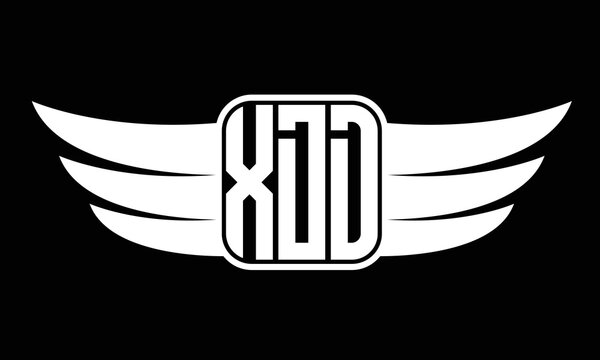 XDD three-letter Wing logo design. flying Vector template