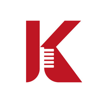Letter K Dental Logo Concept with Tooth Brush Vector Template. Teeth, Dental Care Symbol, Medical and Medicine Sign