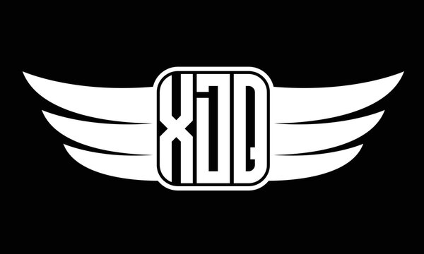 XDQ three-letter Wing logo design. flying Vector template
