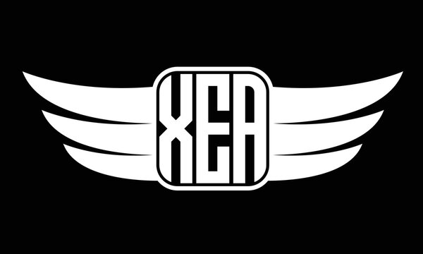 XEA three-letter Wing logo design. flying Vector template