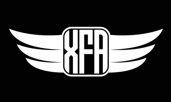 XFA three-letter Wing logo design. flying Vector template