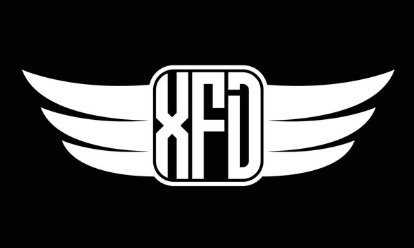 XFD three-letter Wing logo design. flying Vector template