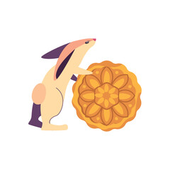 flat bunny with chinese mooncake
