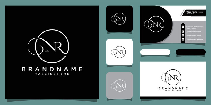 Initial letter NR luxury Logo design Vector with business card design Premium Vector