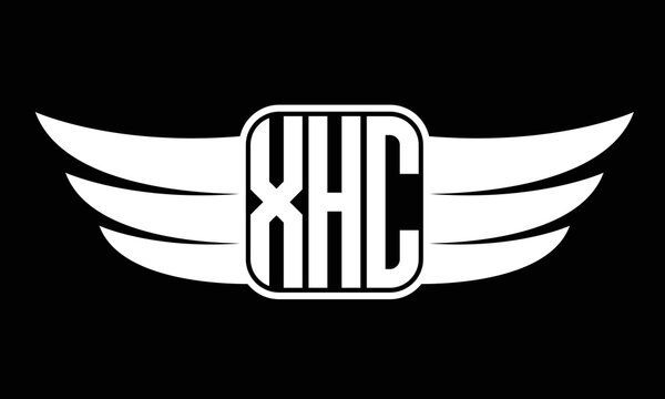 XHC three-letter Wing logo design. flying Vector template