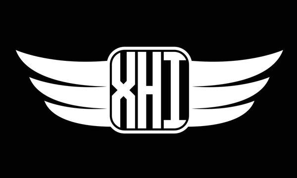 XHI three-letter Wing logo design. flying Vector template