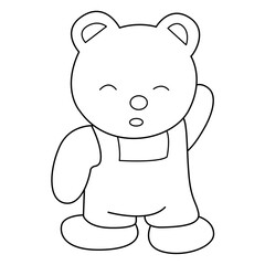 bear outline cartoon design on transparent background