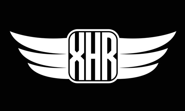 XHR three-letter Wing logo design. flying Vector template
