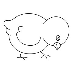 chick outline cartoon design on transparent background