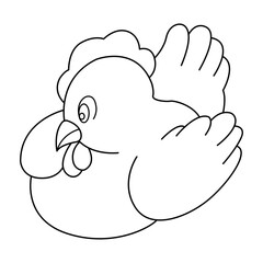 chicken outline cartoon design on transparent background