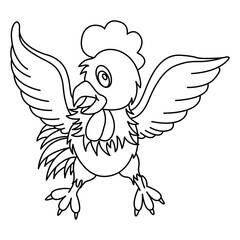 chicken outline cartoon design on transparent background