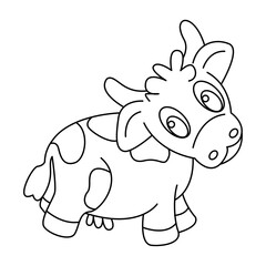 cow outline cartoon design on transparent background