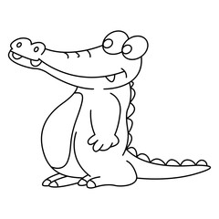 crocodile outline cartoon design on transparent background
