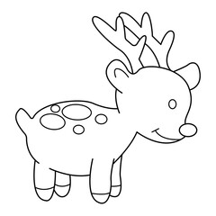 deer outline cartoon design on transparent background