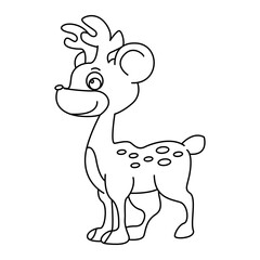 deer outline cartoon design on transparent background