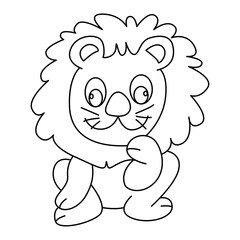 lion outline cartoon design on transparent background