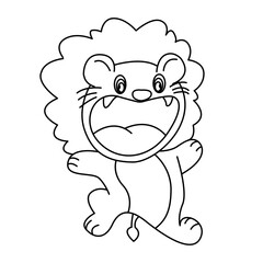  lion outline cartoon design on transparent background