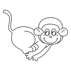 monkey outline cartoon design on transparent background