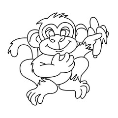 monkey outline cartoon design on transparent background