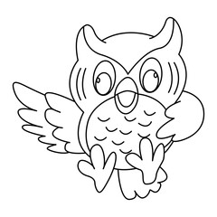 owl outline cartoon design on transparent background