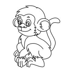 monkey outline cartoon design on transparent background