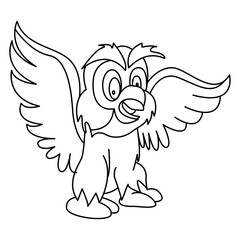 owl outline cartoon design on transparent background