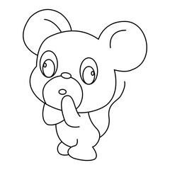 rat outline cartoon design on transparent background