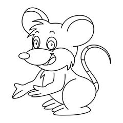 rat outline cartoon design on transparent background