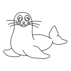 seal outline cartoon design on transparent background