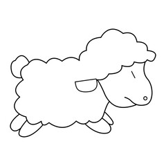 sheep outline cartoon design on transparent background