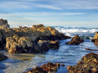 Rocks and waves in ocean