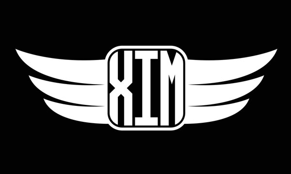 XIM three-letter Wing logo design. flying Vector template