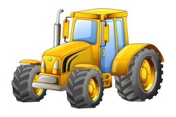 Obraz premium Yellow tractor, isolated on white background